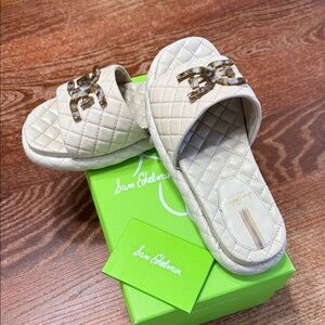 Sam Edelman Beige Quilted Slippers